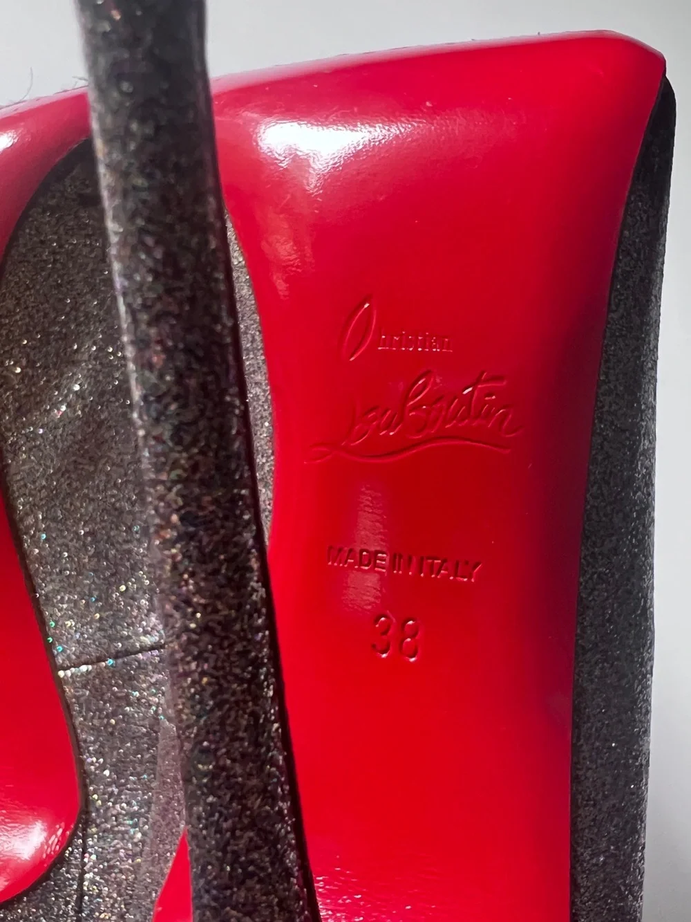 Christian Louboutin So Kate 120 Silver Glitter Pumps size 38